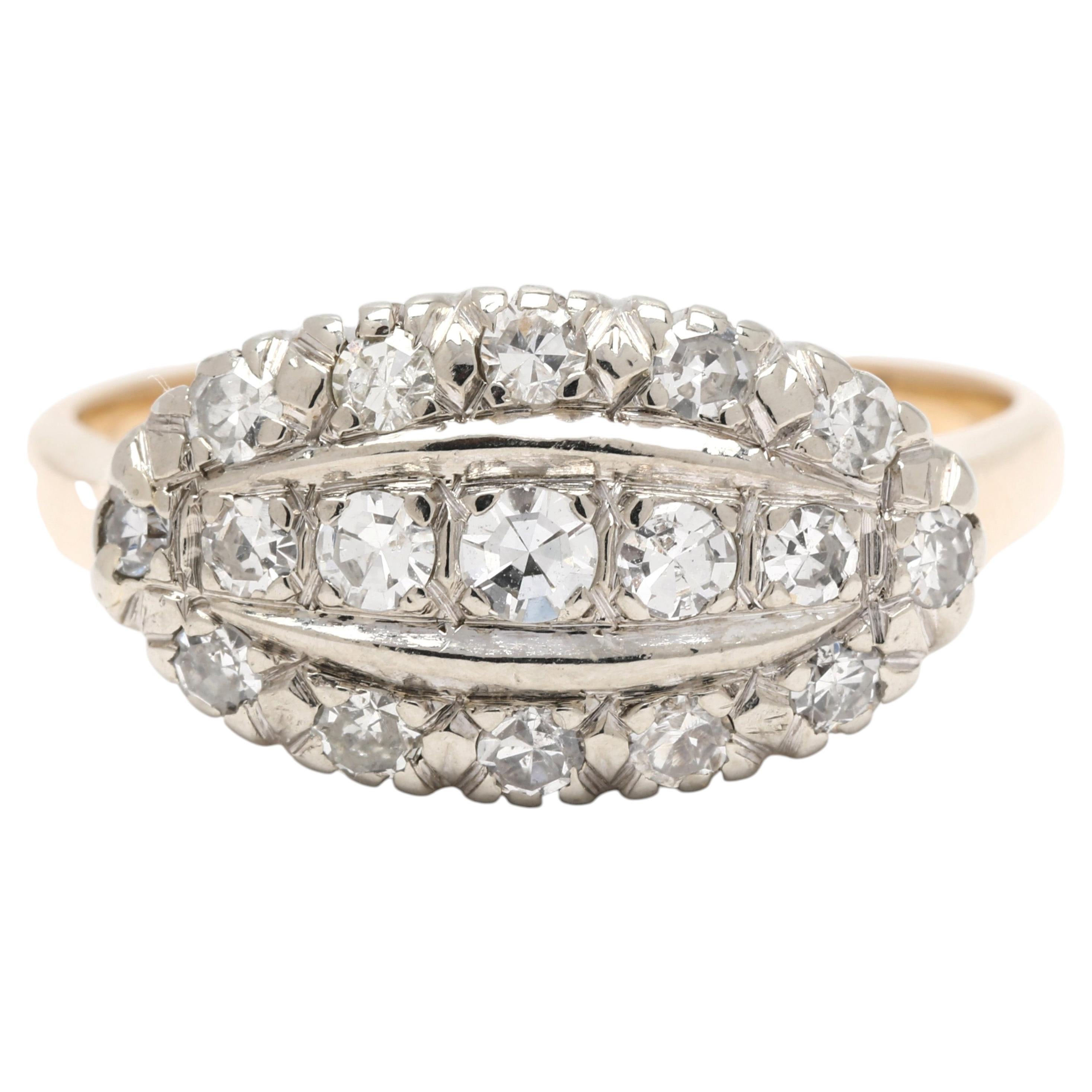 0.50ctw Diamond Princess Ring, 14k White & Yellow Gold, Ring Size 8.75