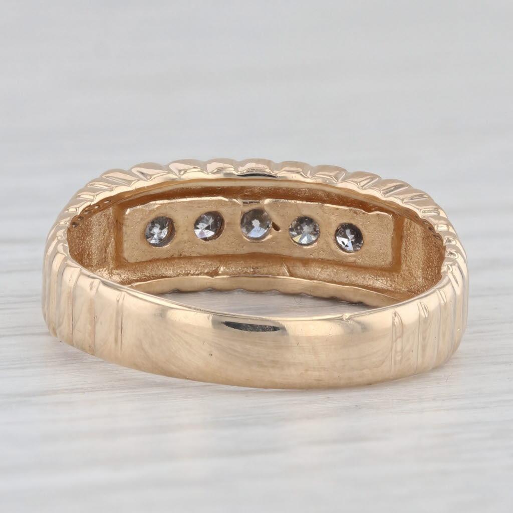 Round Cut 0.50ctw Diamond Ring 14k Yellow Gold Size 9 Men's Wedding Band For Sale