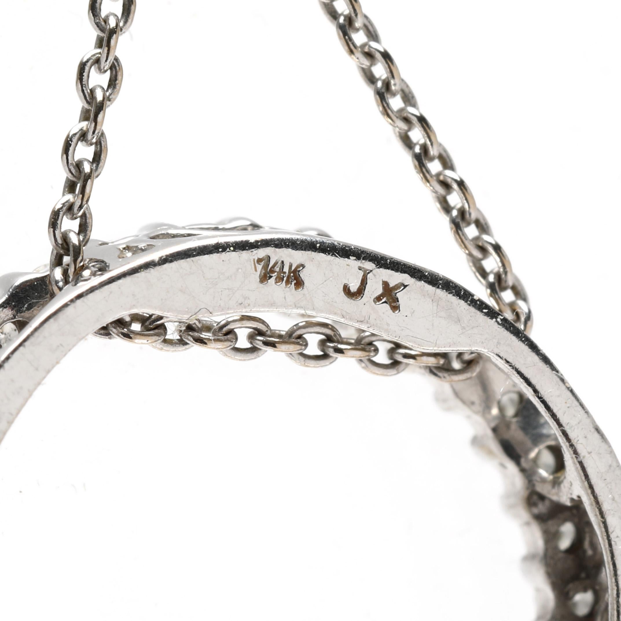 Round Cut 0.50ctw Diamond Round Pendant Necklace, 14k White Gold, Length 16 Inches For Sale
