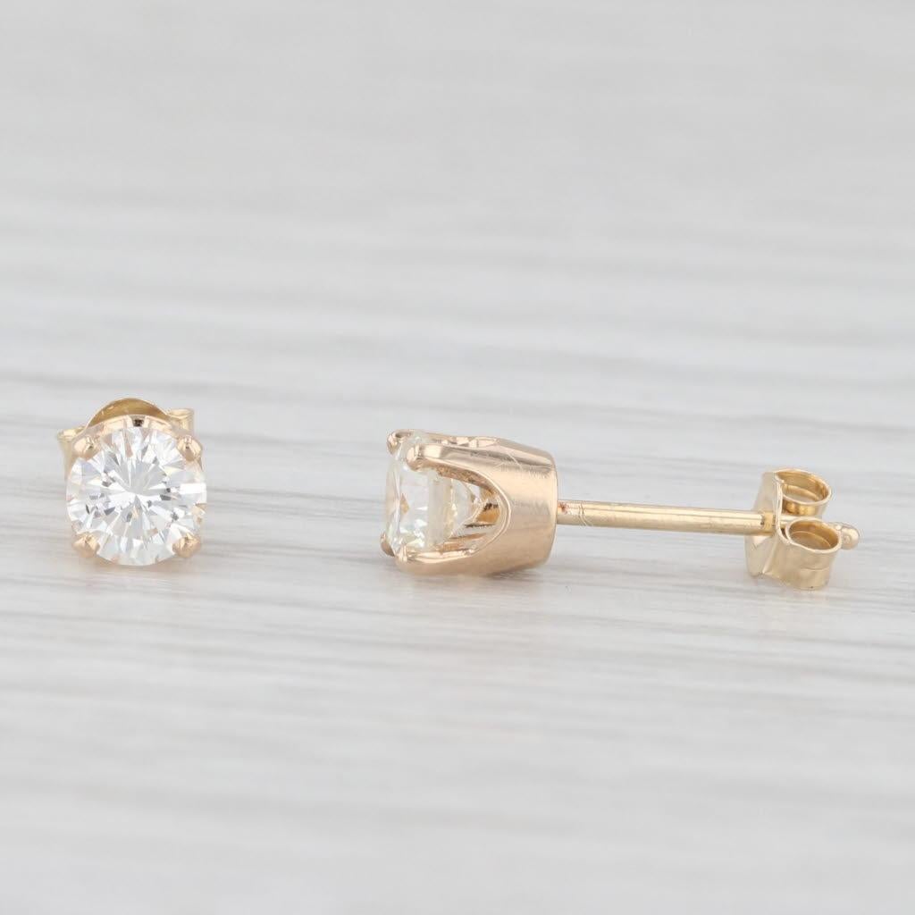 Pendientes de oro amarillo de 14k con diamante redondo solitario de 0,50 ctw Corte redondo