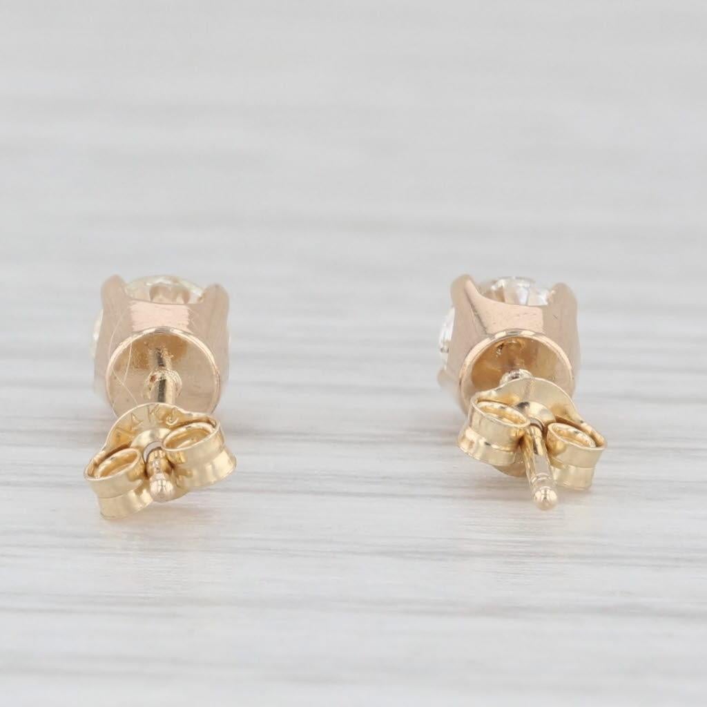 De las mujeres Pendientes de oro amarillo de 14k con diamante redondo solitario de 0,50 ctw
