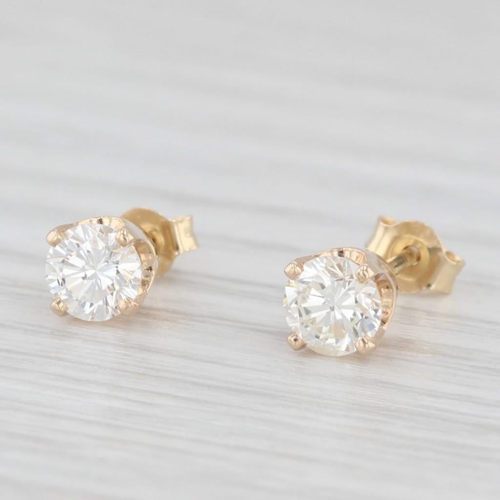 0.50ctw Diamond Round Solitaire Stud Earrings 14k Yellow Gold