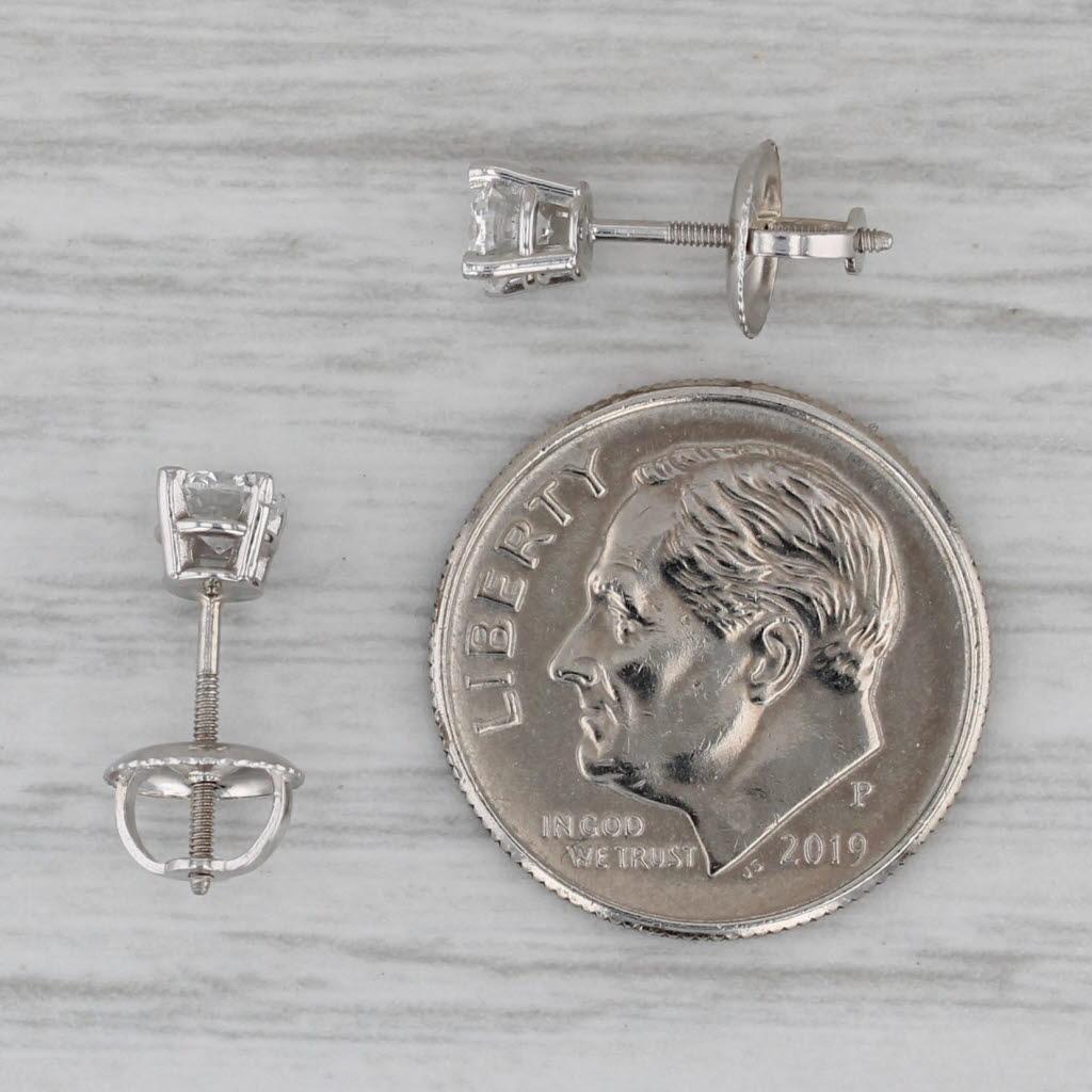 Orecchini a perno con solitario di diamanti da 0,50 carati in oro bianco 14k VS2 Brilliante rotondo in vendita 1