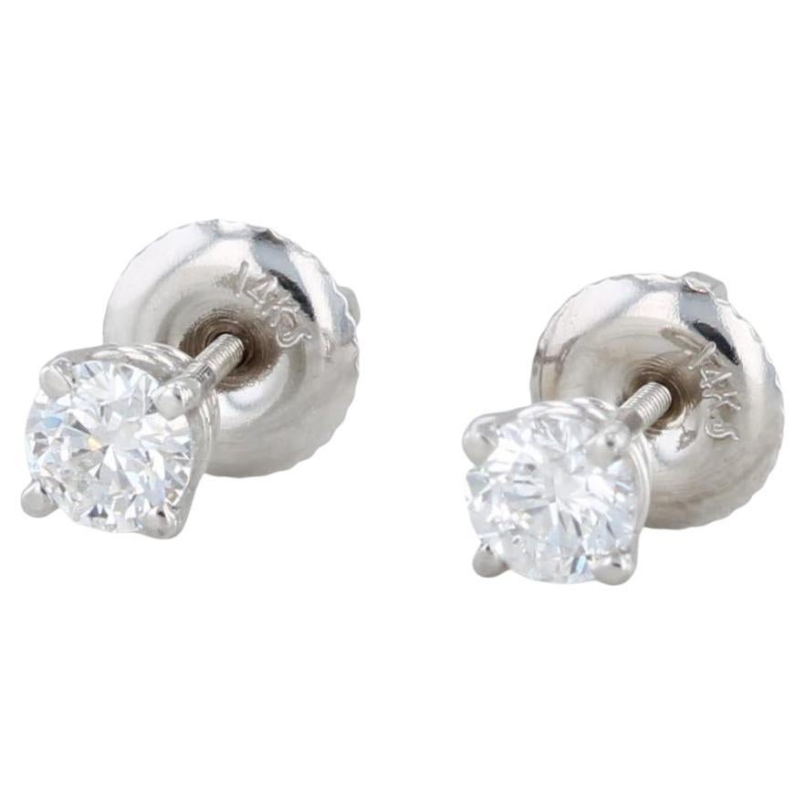 0.50ctw Diamond Solitaire Stud Earrings 14k White Gold VS2 Round Brilliant