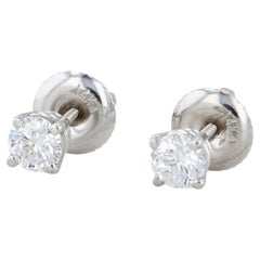 0.50ctw Diamond Solitaire Stud Earrings 14k White Gold VS2 Round Brilliant