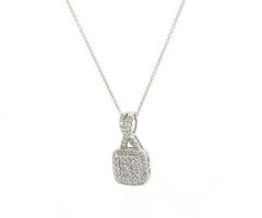 0.50ctw Diamond Square Frame Cluster Pendant Necklace in 14K White Gold