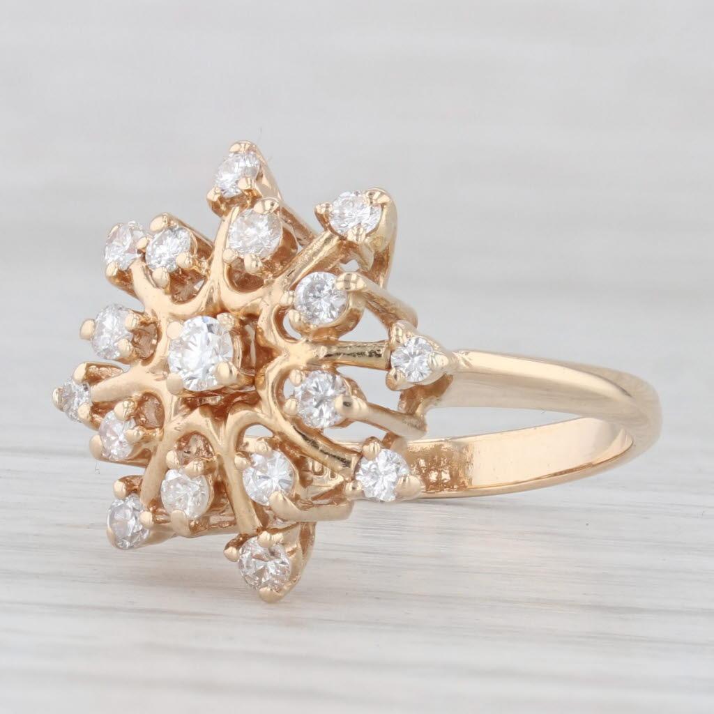 Taille ronde Bague étoile de diamants 0,50 carat en or jaune 14 carats taille 6,75 en vente