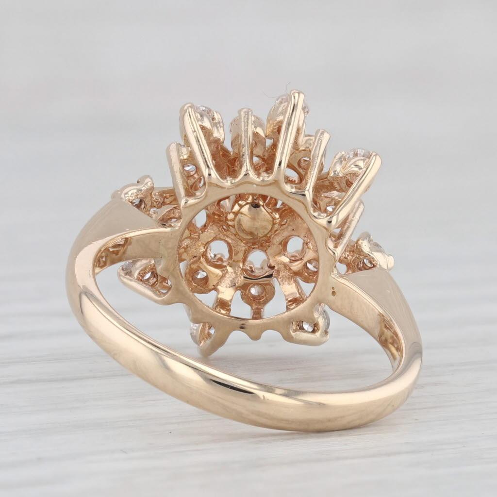 Bague étoile de diamants 0,50 carat en or jaune 14 carats taille 6,75 Bon état - En vente à McLeansville, NC
