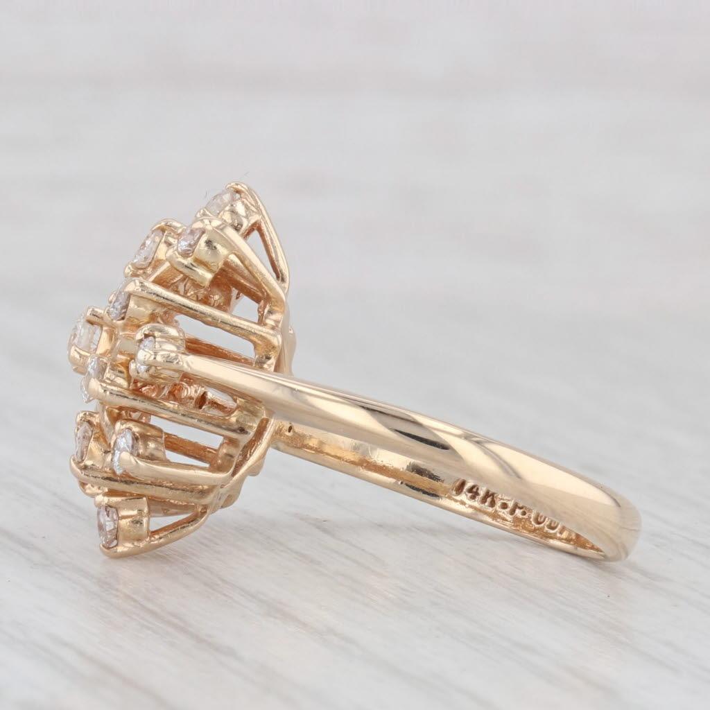 Bague étoile de diamants 0,50 carat en or jaune 14 carats taille 6,75 Pour femmes en vente