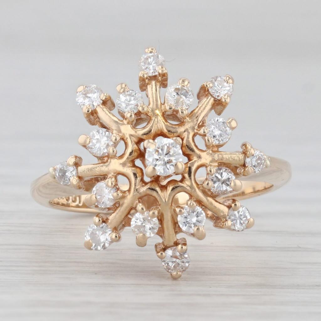Bague étoile de diamants 0,50 carat en or jaune 14 carats taille 6,75 en vente 1