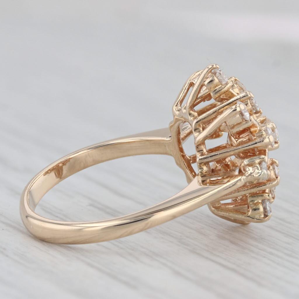 Bague étoile de diamants 0,50 carat en or jaune 14 carats taille 6,75 en vente 2