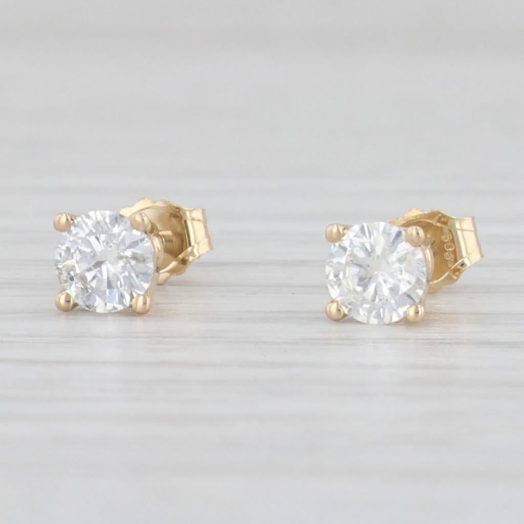 Women's 0.50ctw Diamond Stud Earrings 14k Yellow Gold Round Solitaire Studs For Sale
