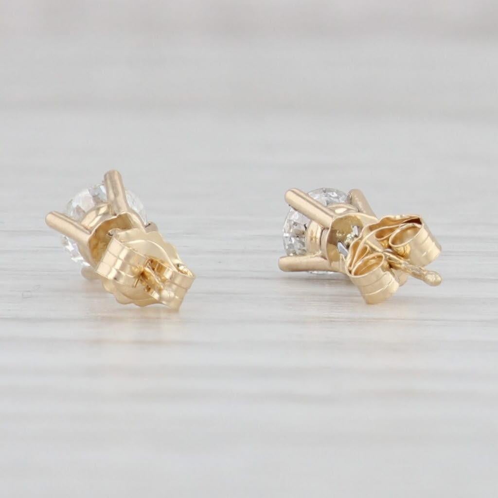 0.50ctw Diamond Stud Earrings 14k Yellow Gold Round Solitaire Studs For Sale 2