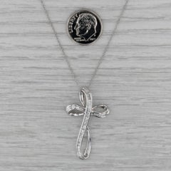 0.50ctw Diamond Stylized Cross Pendant Necklace 14k White Gold 18" Rope Chain
