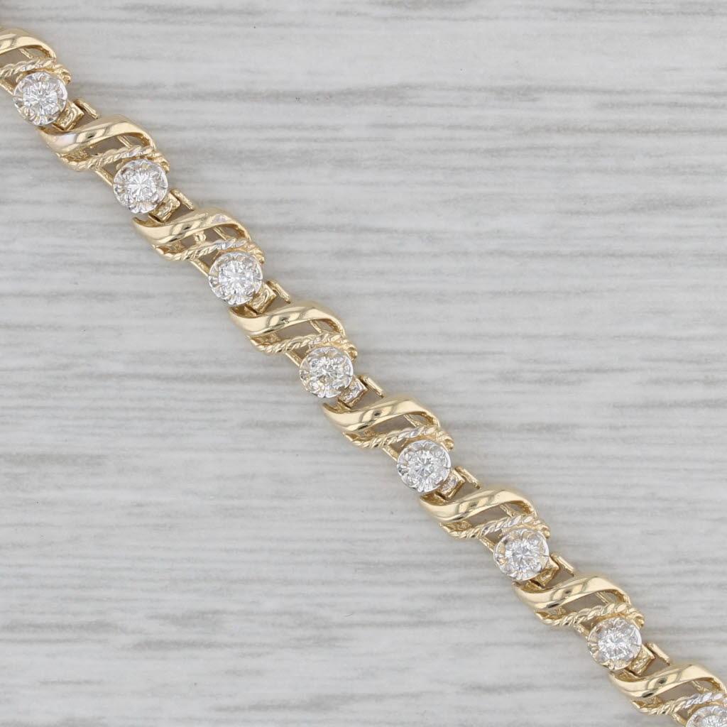 Round Cut 0.50ctw Diamond Tennis Bracelet 14k Yellow Gold 7.25