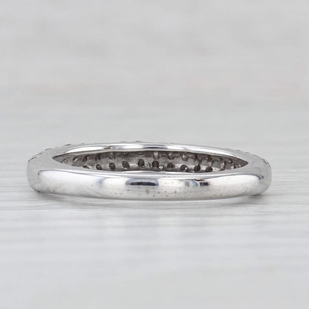 Taglio rotondo Fascia nuziale con diamante da 0,50 ct. in oro bianco 14k misura 6,5 anello impilabile in vendita