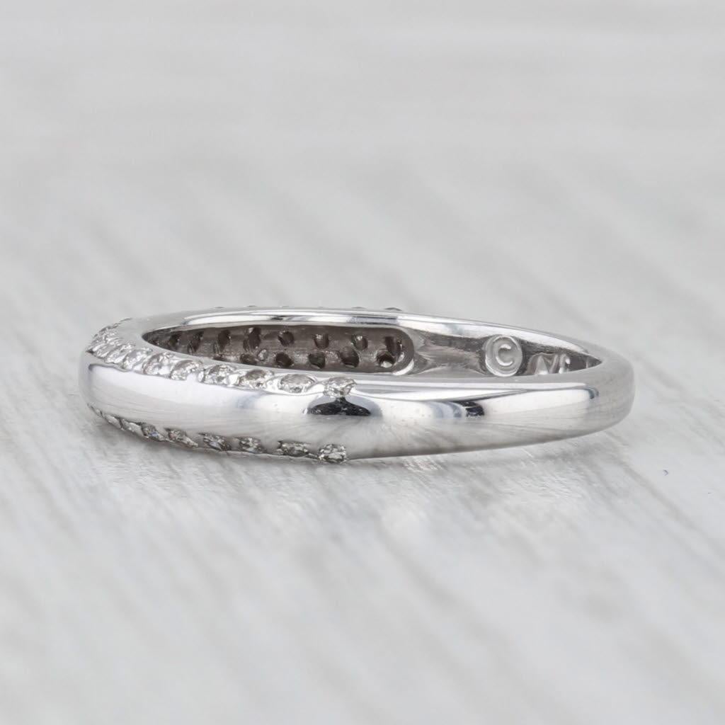 da uomo o donna Fascia nuziale con diamante da 0,50 ct. in oro bianco 14k misura 6,5 anello impilabile in vendita