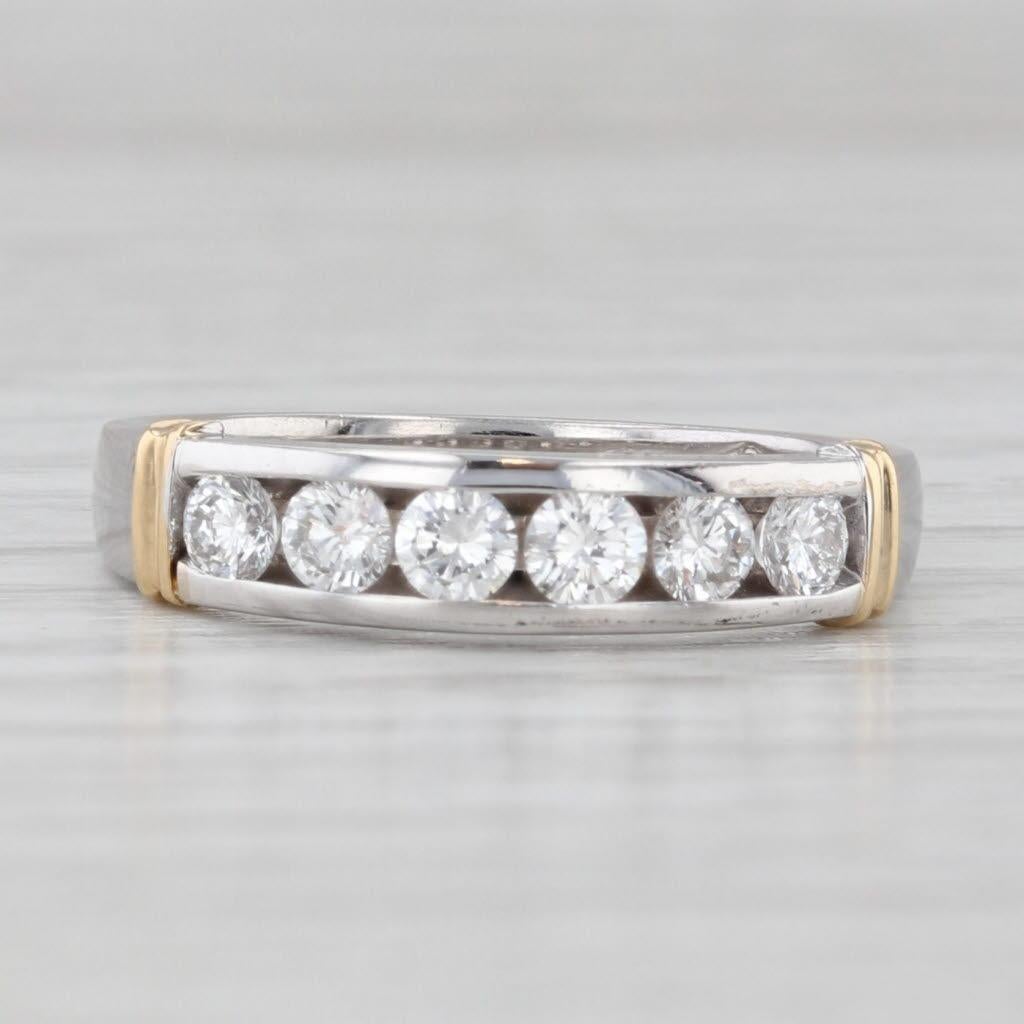 Fascia nuziale con diamante da 0,50 carati in oro giallo bianco 14 carati Anello impilabile misura 6,25 In condizioni buone in vendita a McLeansville, NC