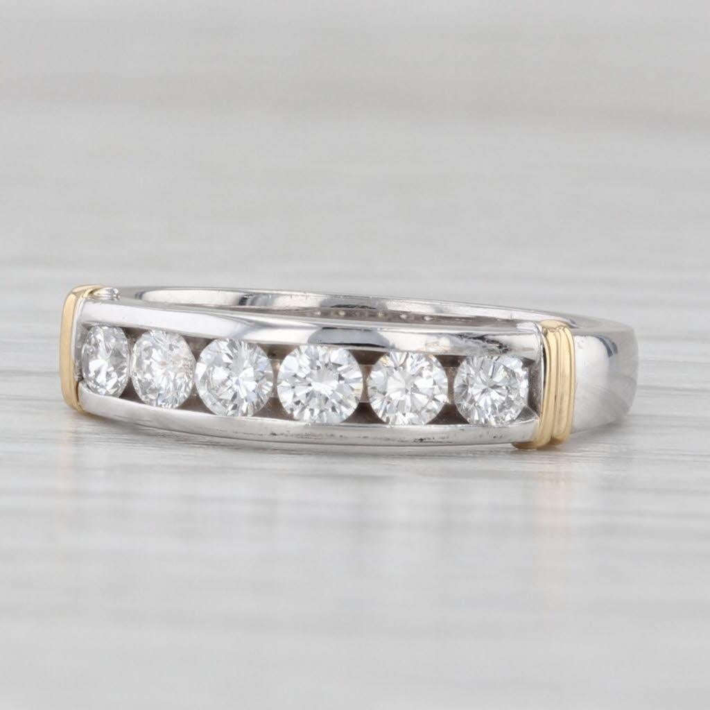 Fascia nuziale con diamante da 0,50 carati in oro giallo bianco 14 carati Anello impilabile misura 6,25 in vendita 1