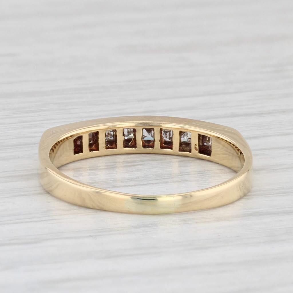 Square Cut 0.50ctw Diamond Wedding Band 18k Yellow Gold Size 7.5 Stackable Channel Set For Sale