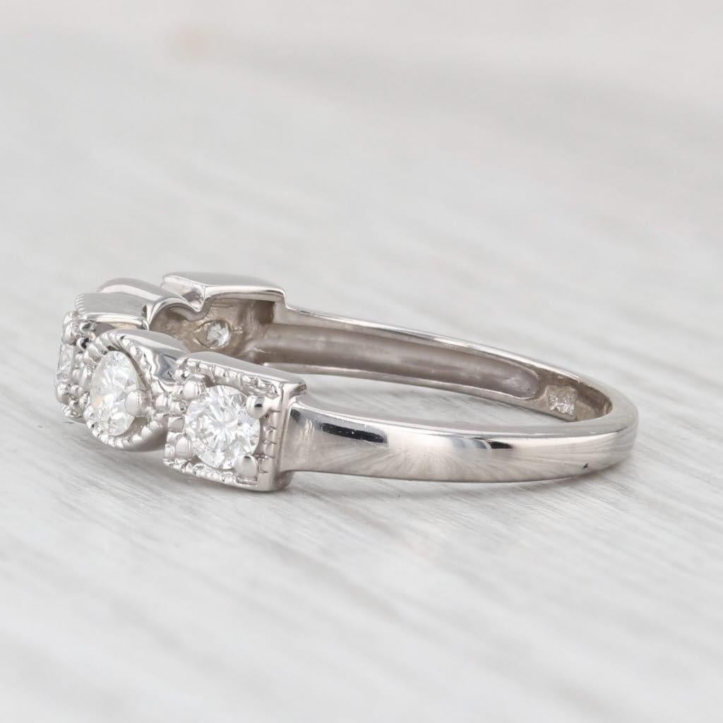 da uomo o donna Fascia nuziale con diamante da 0,50 carati Anello impilabile per l'anniversario in oro bianco 14 carati Misura 7 in vendita