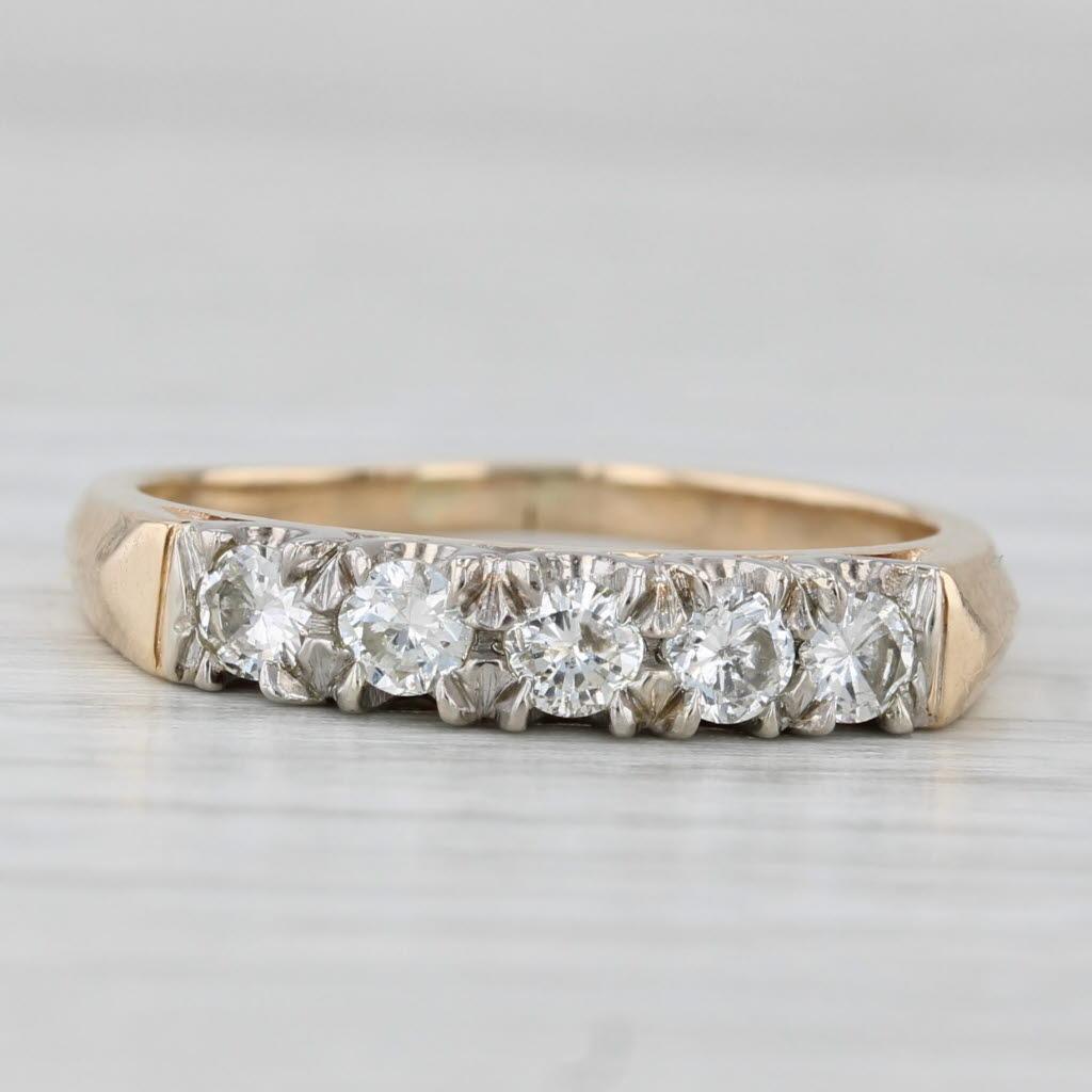0.50ctw Diamond Wedding Ring 14k Yellow Gold Size 7.25 Stackable Anniversary Bon état - En vente à McLeansville, NC