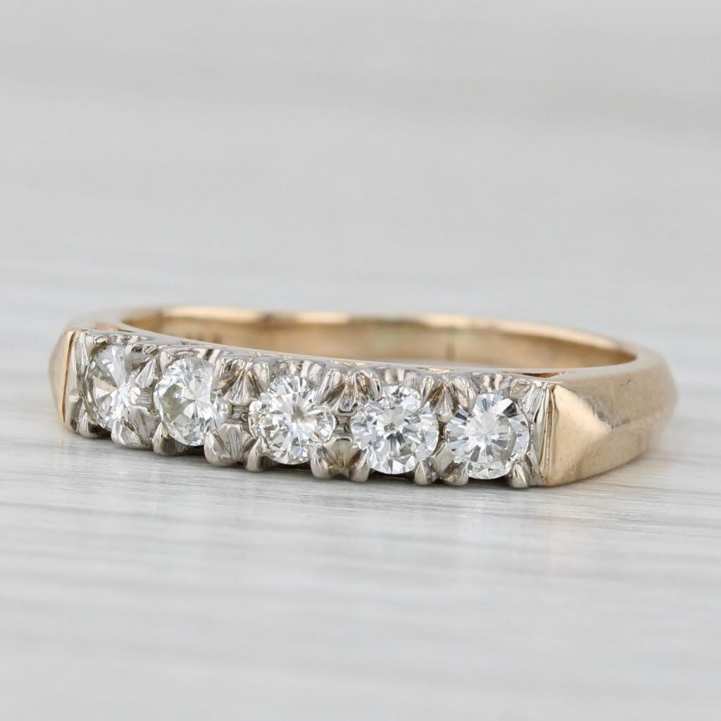 0.50ctw Diamond Wedding Ring 14k Yellow Gold Size 7.25 Stackable Anniversary en vente 1