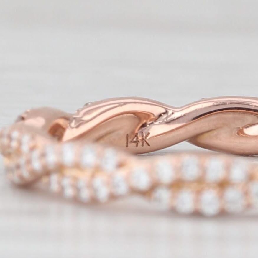 0.50ctw Diamante Tejido Anillo de Boda Apilable de Oro Rosa de 14k Art Carved Corte redondo en venta