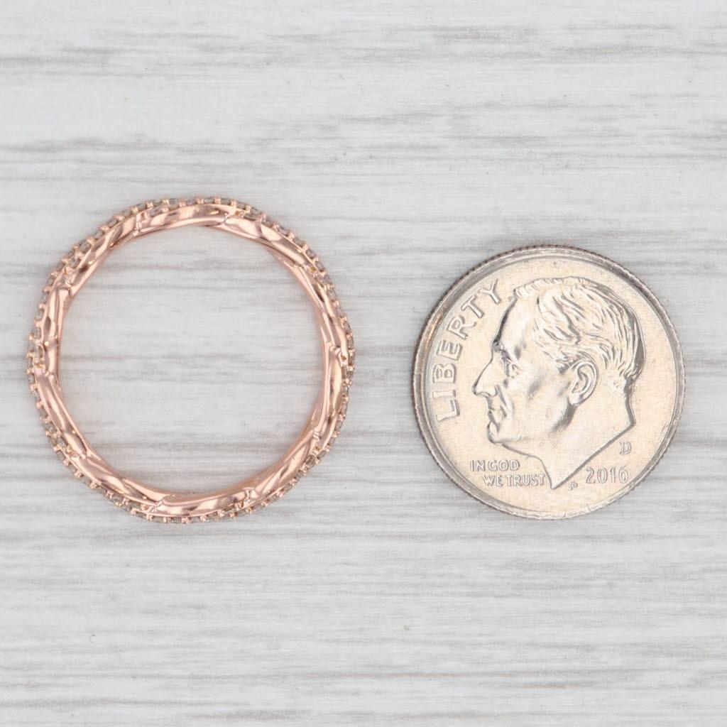 Femenino o masculino 0.50ctw Diamante Tejido Anillo de Boda Apilable de Oro Rosa de 14k Art Carved en venta