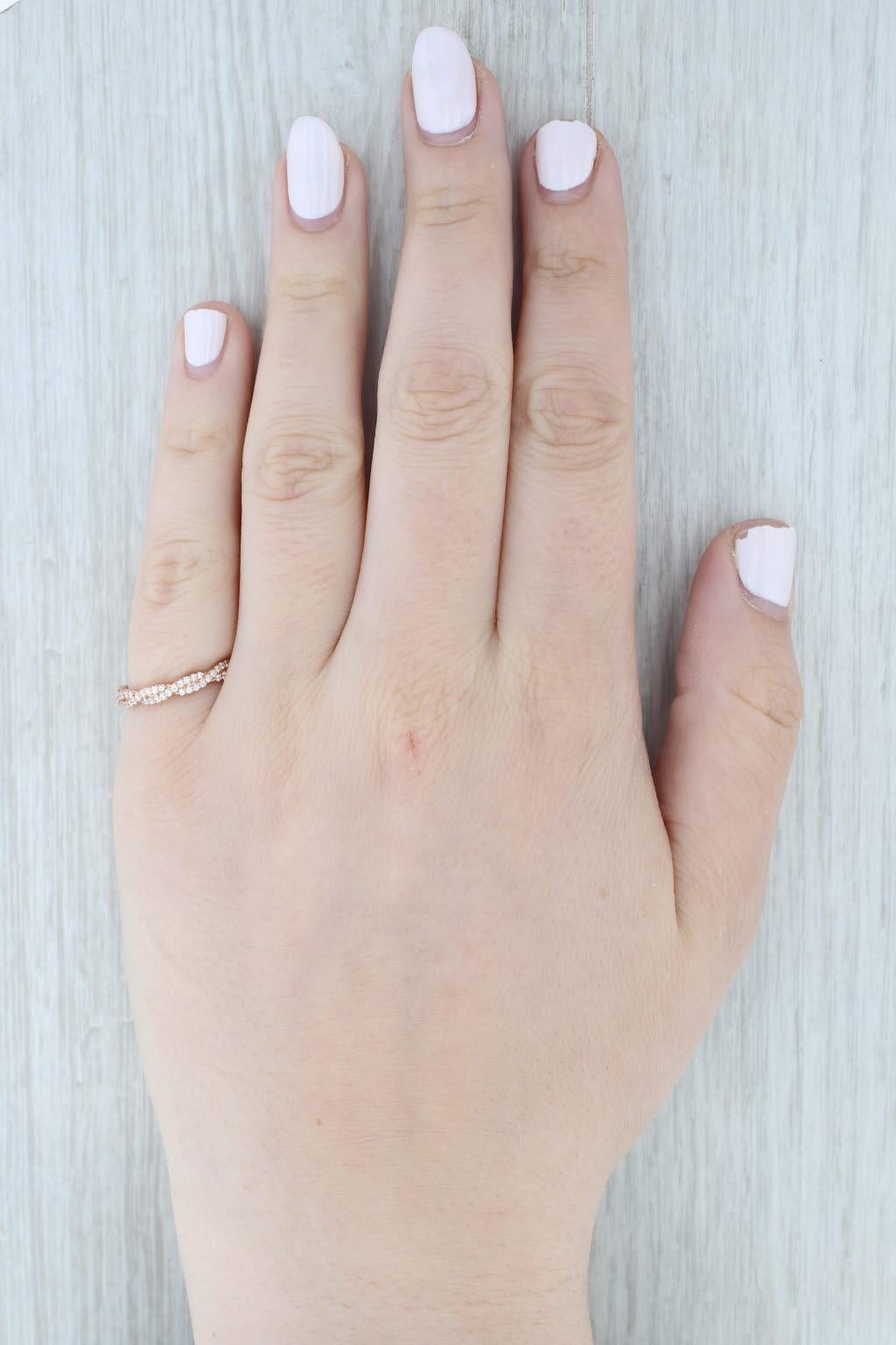 0.50ctw Diamante Tejido Anillo de Boda Apilable de Oro Rosa de 14k Art Carved en venta 3