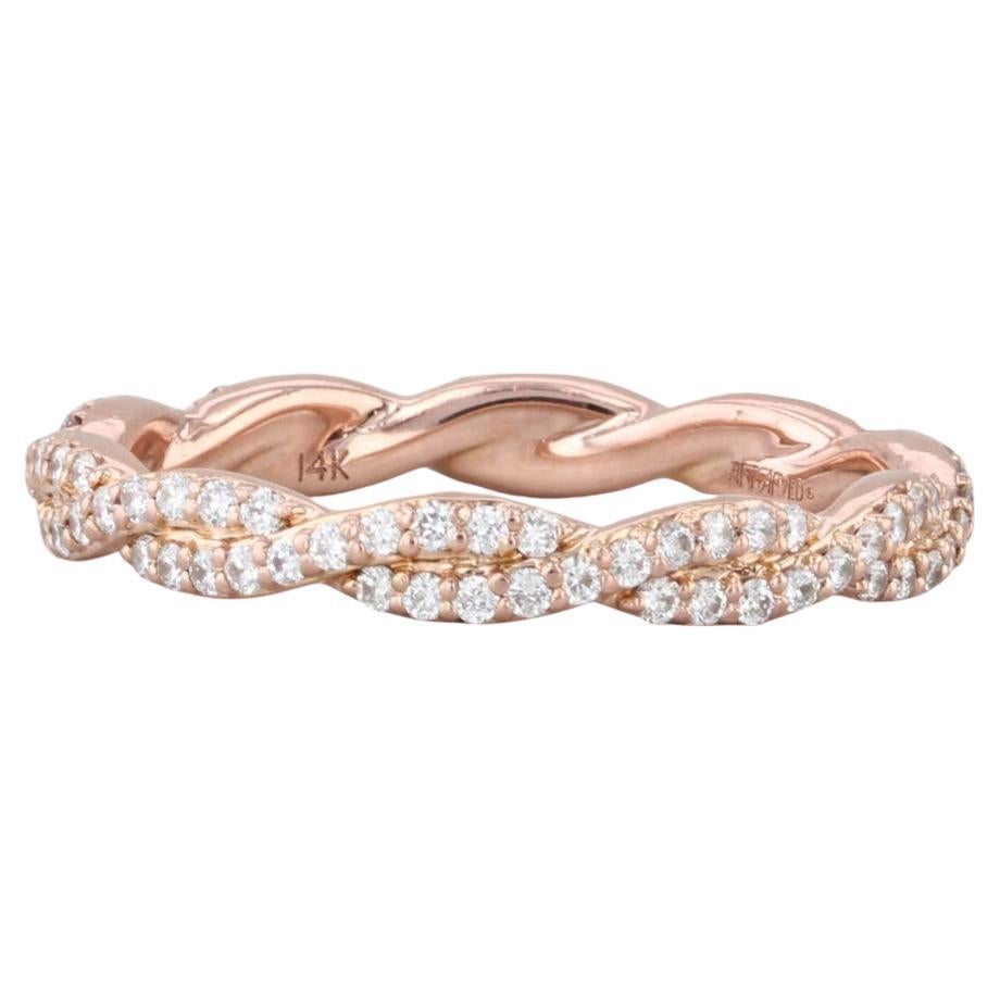 0,50ctw Diamant gewebt Band 14k Rose Gold stapelbar Ehering Art Carved