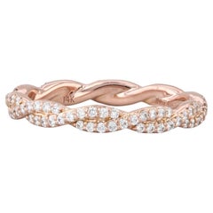 Anello nuziale impilabile in oro rosa 14k con diamante da 0,50 carati Art Carved