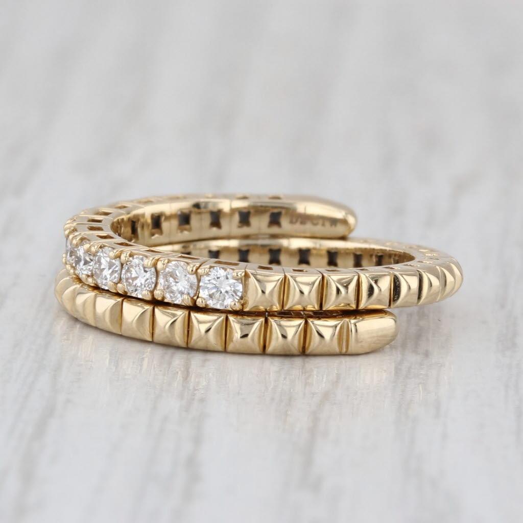 0.50ctw Diamond Wrap Coiled Band Bypass Ring 14k Gold Flexible Size Stackable In Good Condition For Sale In McLeansville, NC