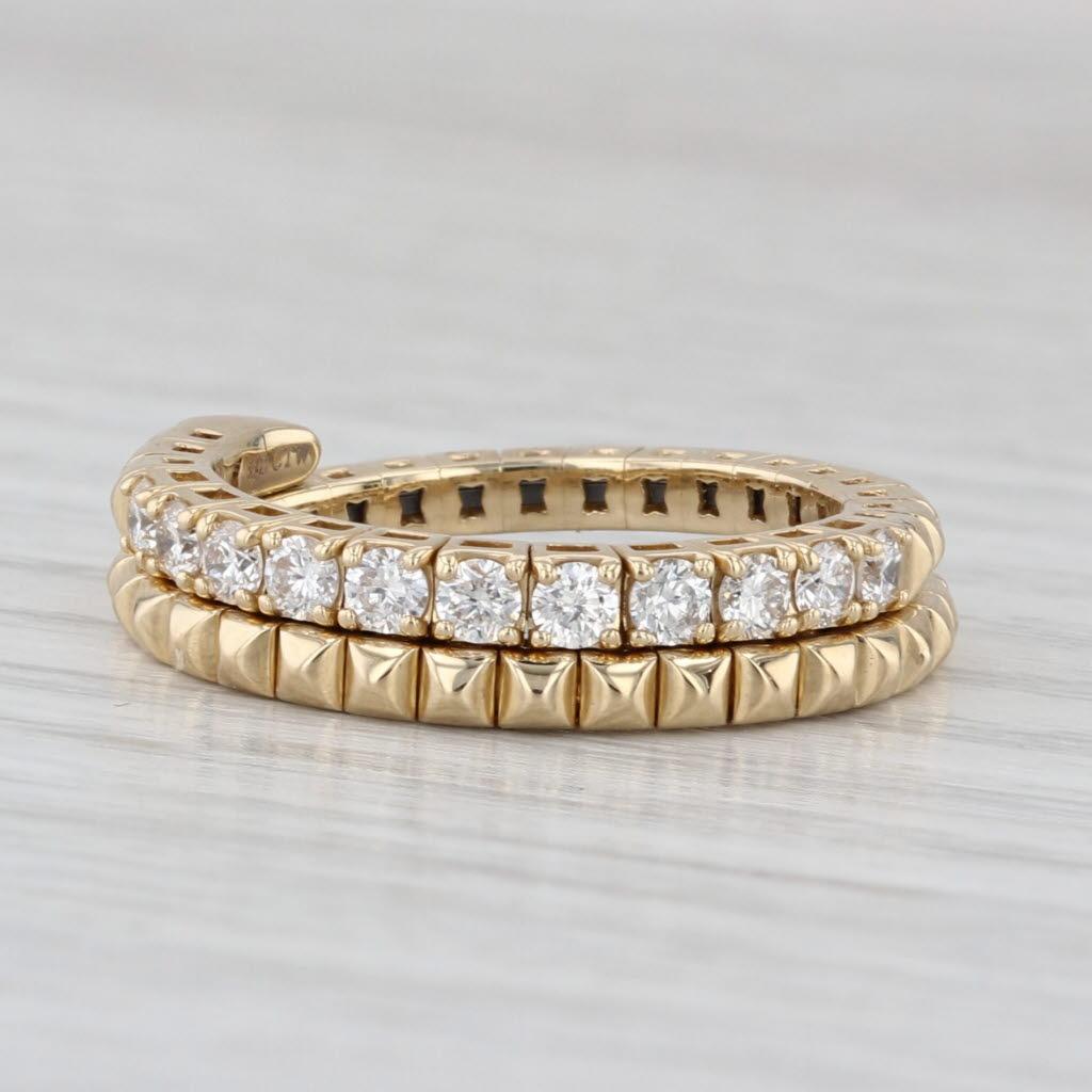 0.50ctw Diamond Wrap Coiled Band Bypass Ring 14k Gold Flexible Size Stackable For Sale 1