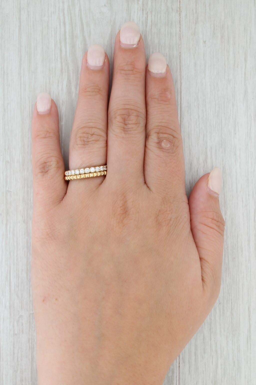 0.50ctw Diamond Wrap Coiled Band Bypass Ring 14k Gold Flexible Size Stackable For Sale 4