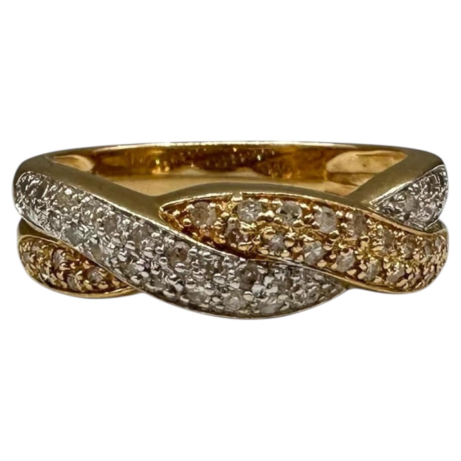 0.50ctw Estate Diamond Twist Ring 14K Yellow Gold Size 7
