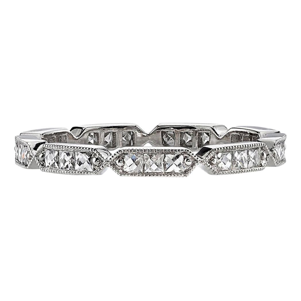 For Sale:  Handcrafted Olivia French Cut Diamond Eternity Band in Platinum by Single Stone
