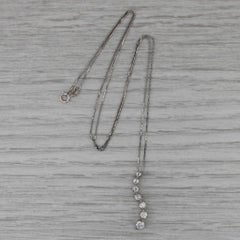 0.50ctw Graduated Diamond Journey Pendant Necklace 14k White Gold 18" Box Chain