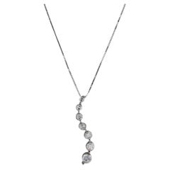 0.50ctw Graduated Diamond Journey Pendant Necklace 14k White Gold 18" Box Chain