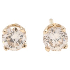 0.50ctw Light Brown Diamond Stud Earrings, 14K Yellow Gold, Simple Diamond Studs