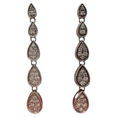 0.50ctw Natural Diamond Drop Earrings 10K White Gold GH SI New