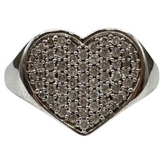 0.50ctw Natural Diamond Heart Ring 10K White Gold Size 7