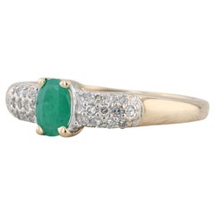 0.50ctw Oval Emerald Diamond Ring 10k Yellow Gold Size 8
