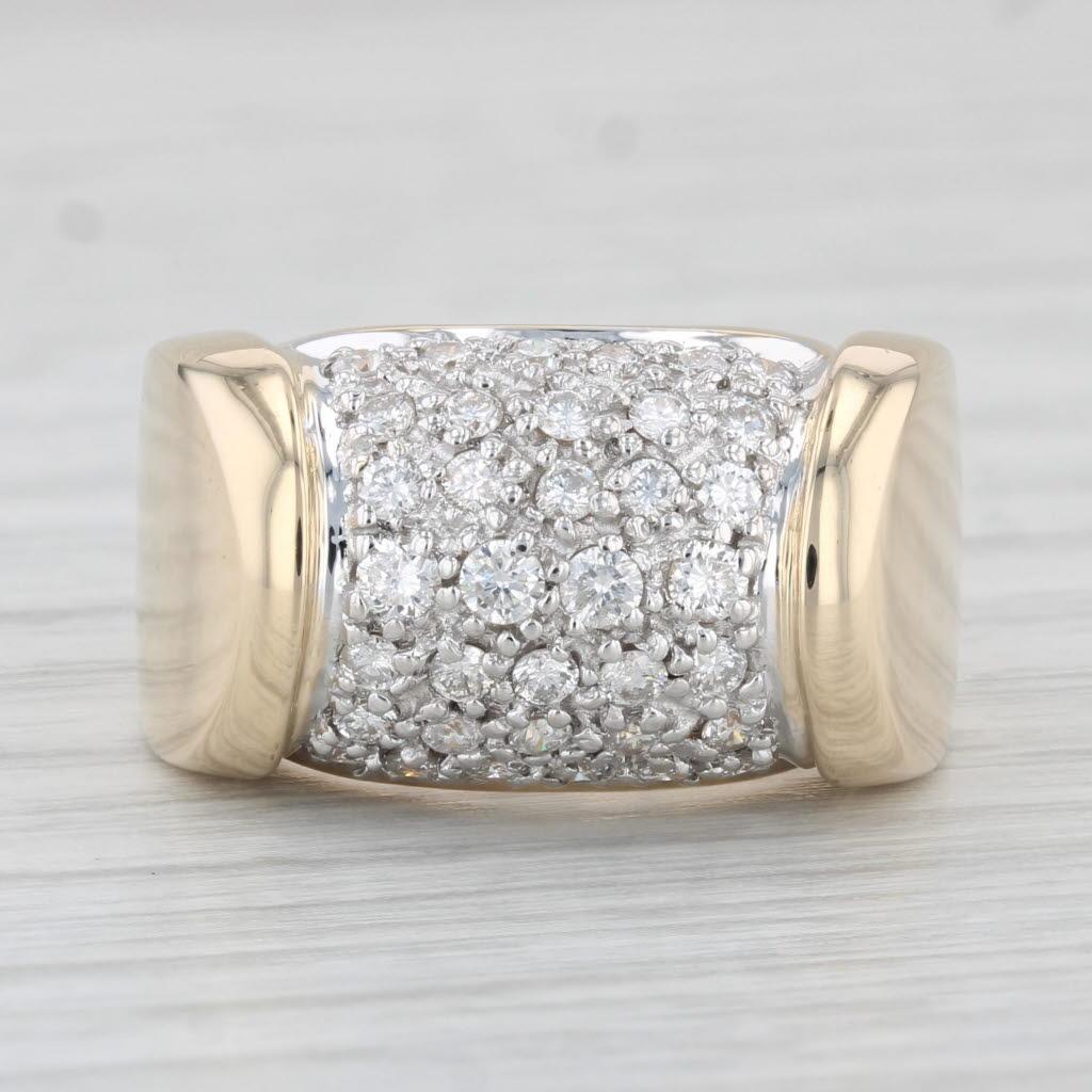 Gemstone Information:
- Natural Diamonds -
Total Carats - 0.50ctw
Cut - Round Brilliant
Color - G - H
Clarity - VS2 - I1

Metal: 14k Yellow Gold, White Gold Accenting 
Weight: 8.6 Grams 
Stamps: 14k
Face Height: 11.4 mm 
Rise Above Finger: 6.2