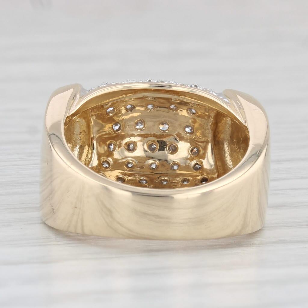 Taille ronde Bague en or jaune 14 carats avec grappe de diamants pavés 0,50 carat, taille dôme 5,25 en vente