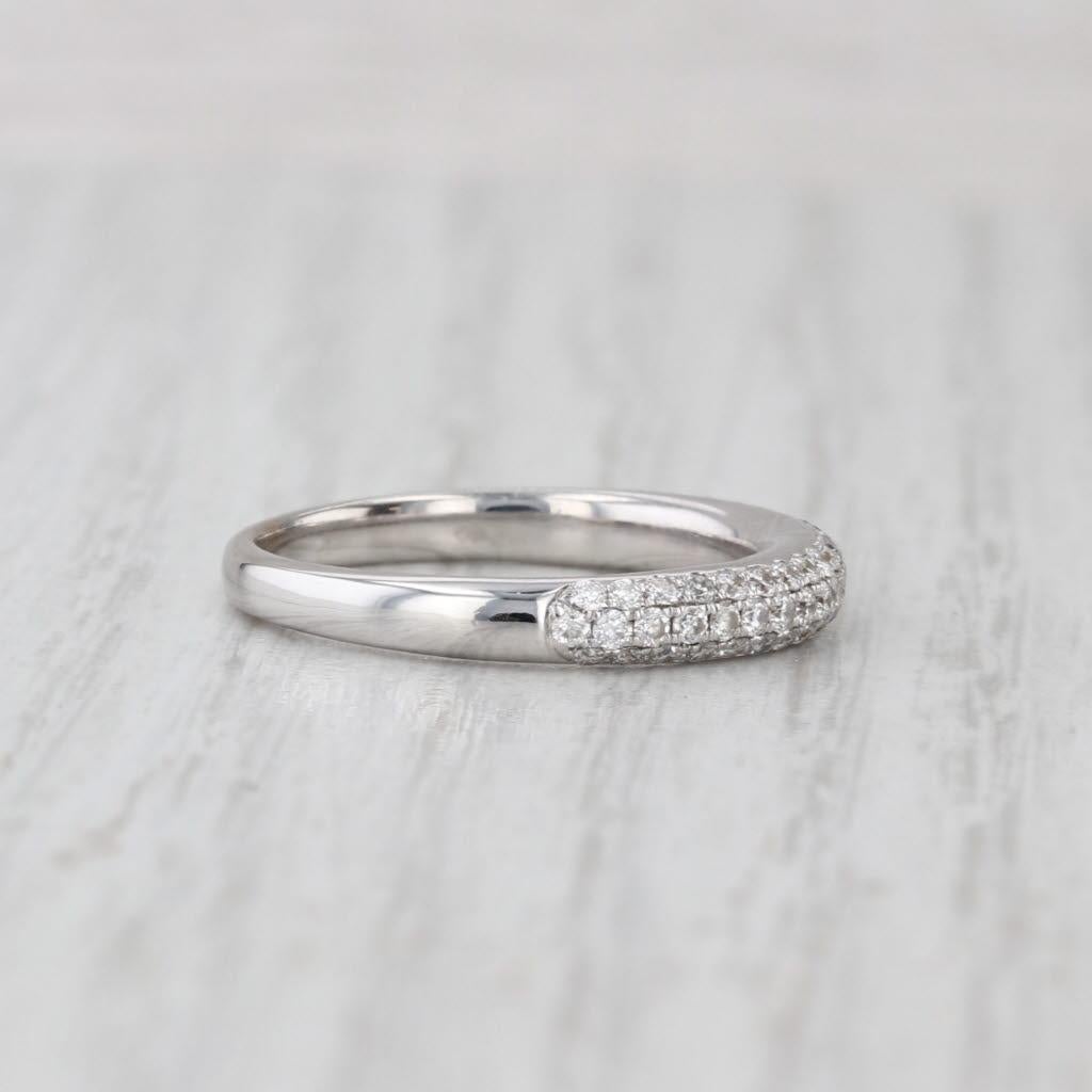da uomo o donna Fascia nuziale in oro bianco 18 carati con diamanti da 0,50 carati Misura 6,5 Anello impilabile in vendita
