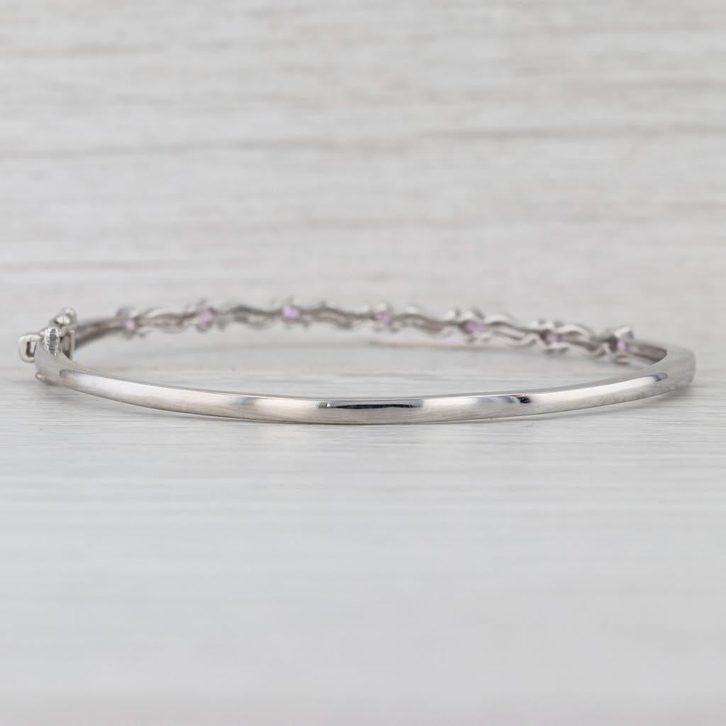 0.50ctw Zafiro rosa Pulsera brazalete 14k Oro blanco 6.75