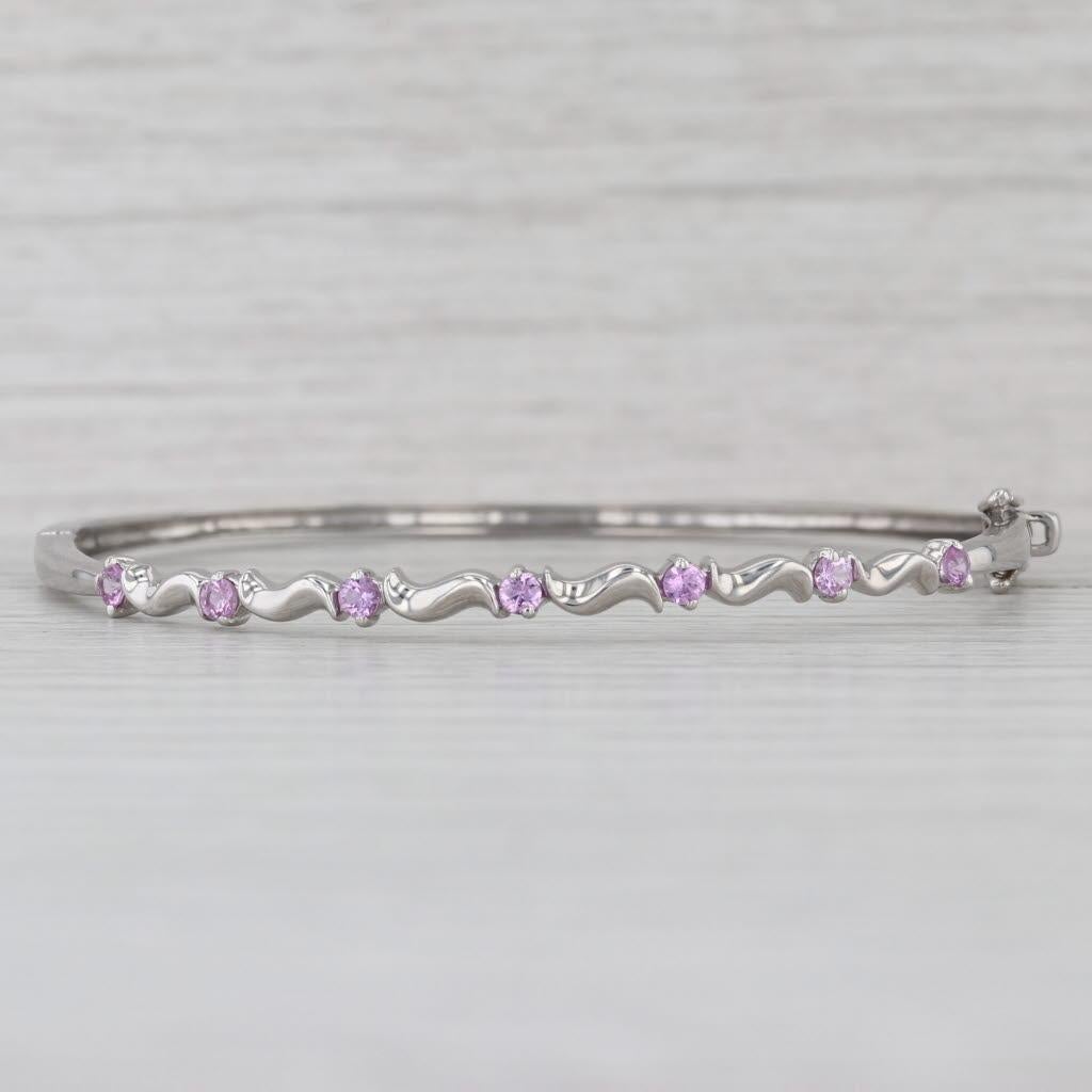 0.50ctw Zafiro rosa Pulsera brazalete 14k Oro blanco 6.75