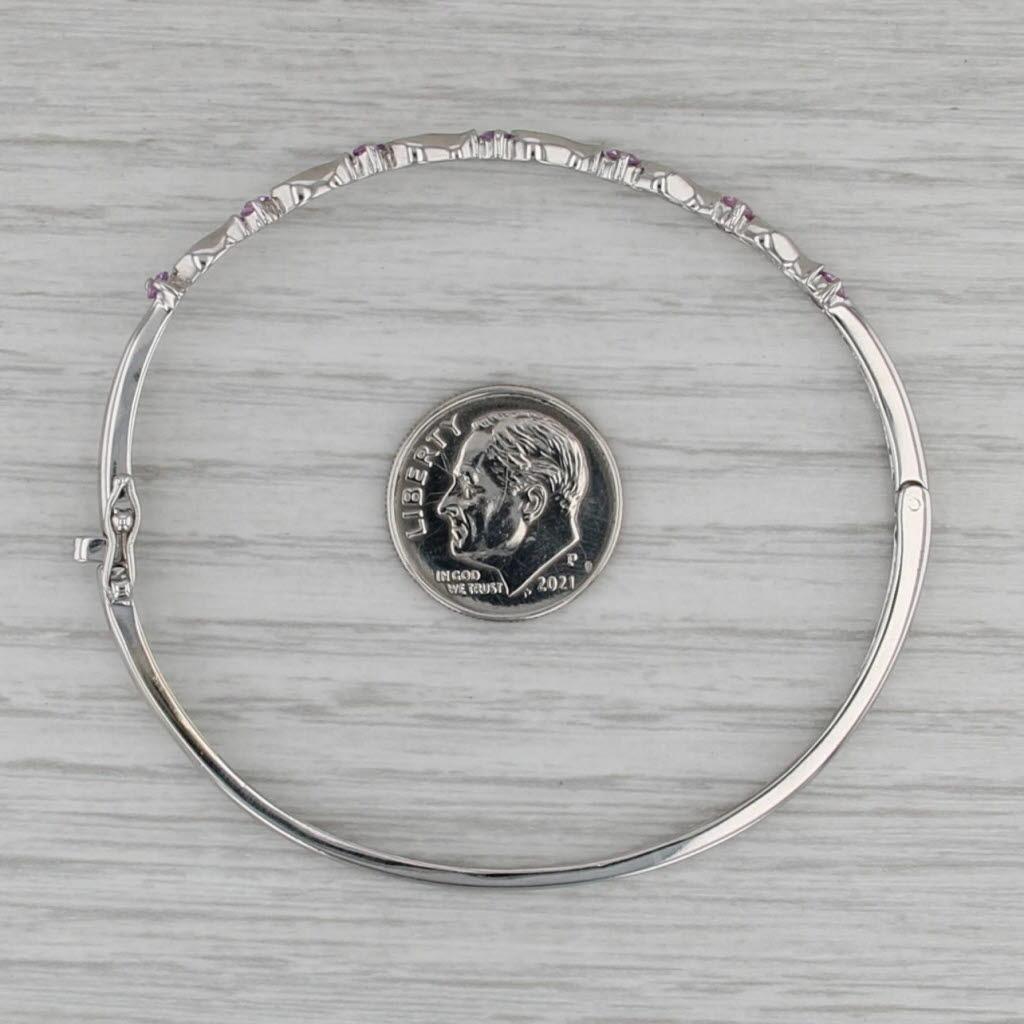 Femenino o masculino 0.50ctw Zafiro rosa Pulsera brazalete 14k Oro blanco 6.75