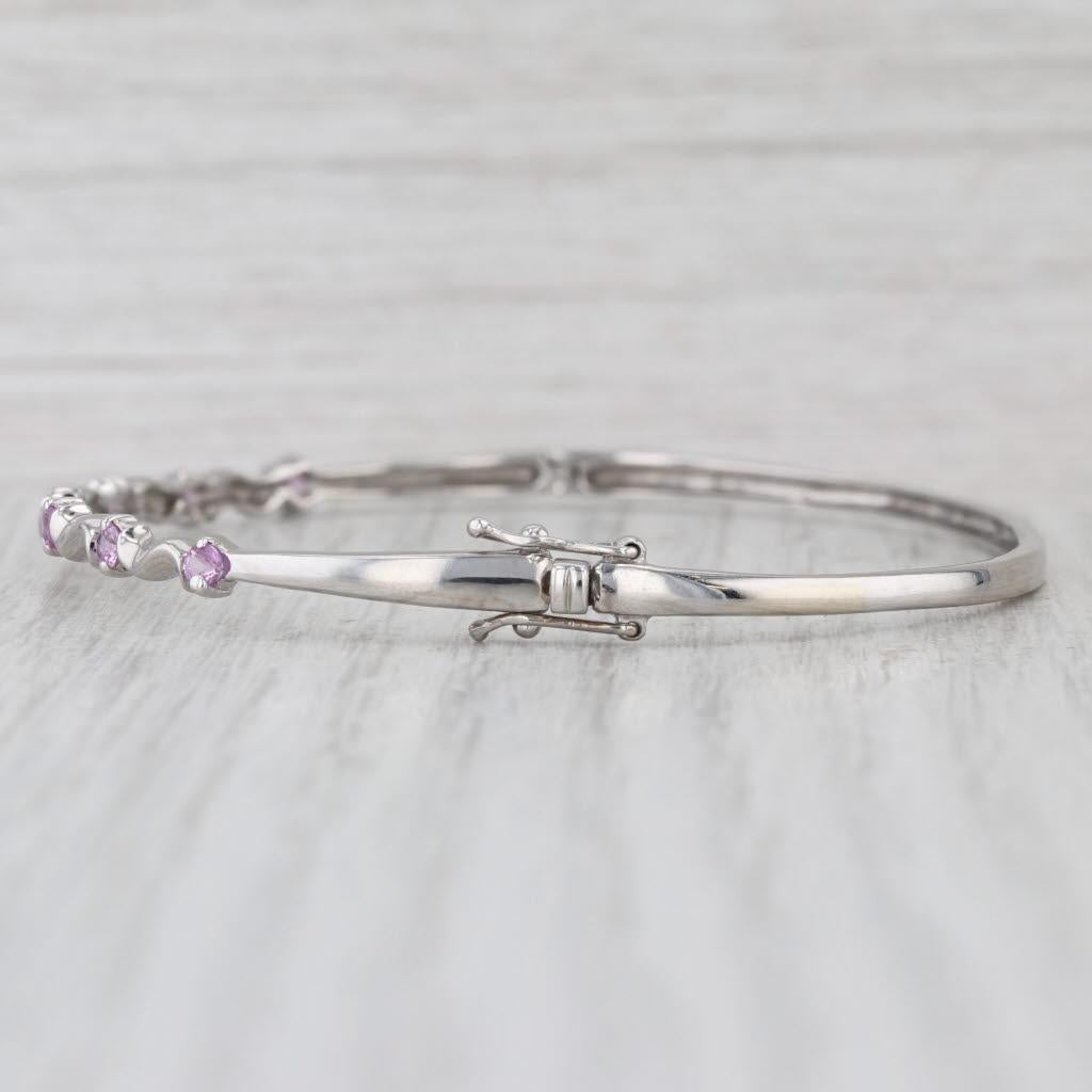 0.50ctw Zafiro rosa Pulsera brazalete 14k Oro blanco 6.75